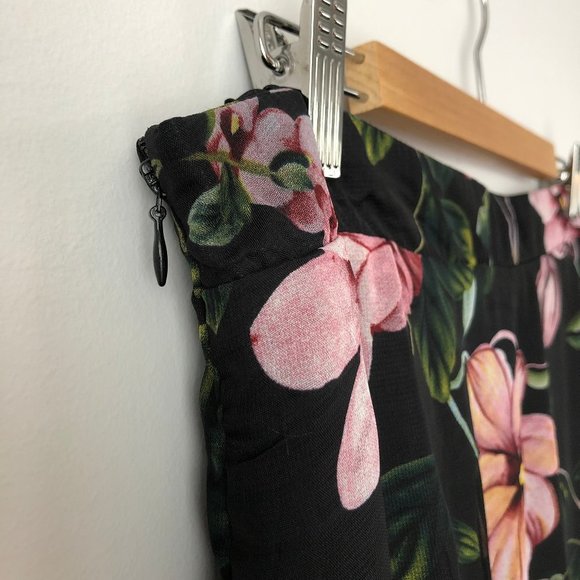 Suzy Shier Floral Black & Pink Midi Skirt - Picture 4 of 5